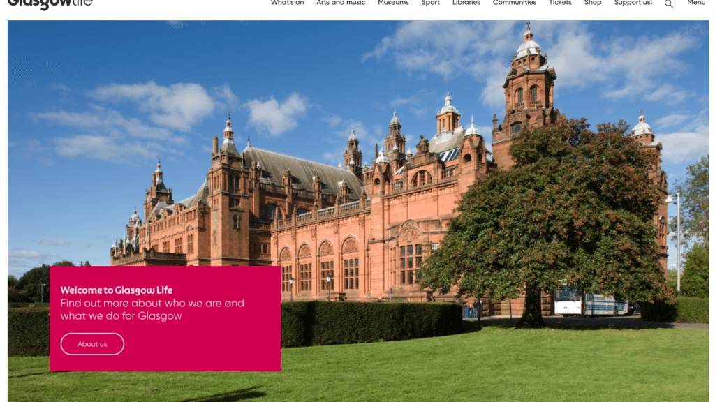 Glasgow Life Website Homepage